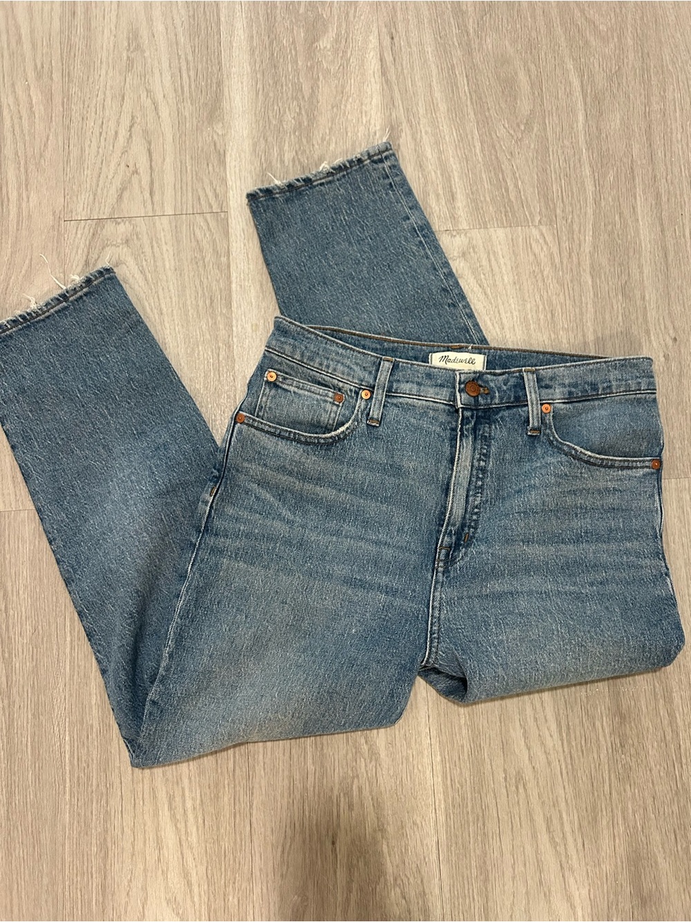 Madewell women’s high rise classic straight leg medium wash vintage jeans sz 29